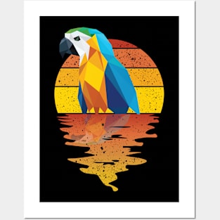 Vintage cute bird reflected on lights of moon Posters and Art